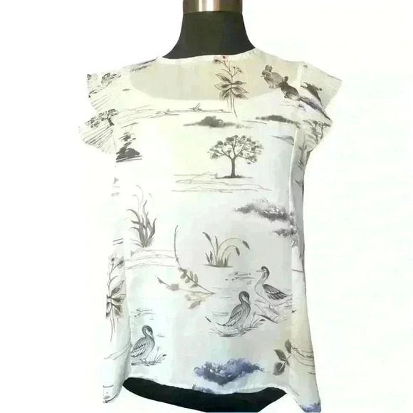 Westmoon Tops - Westmoon Ruffle Sleeve  Nature Pattern Blouse